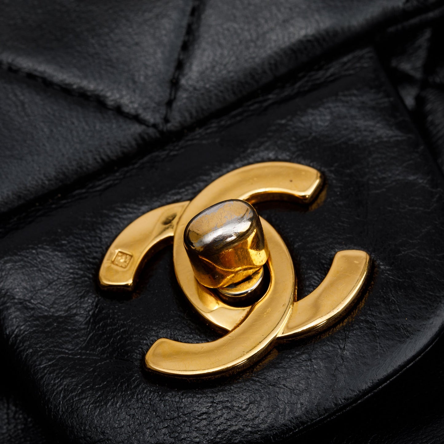 Chanel Vintage Black Quilted Lambskin Leather Classic Medium Double Flap Bag