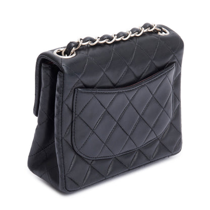 Chanel Vintage Black Quilted Lambskin Leather Classic Square Mini Flap Bag