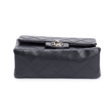 Chanel Vintage Black Quilted Lambskin Leather Classic Square Mini Flap Bag