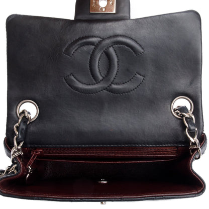 Chanel Vintage Black Quilted Lambskin Leather Classic Square Mini Flap Bag