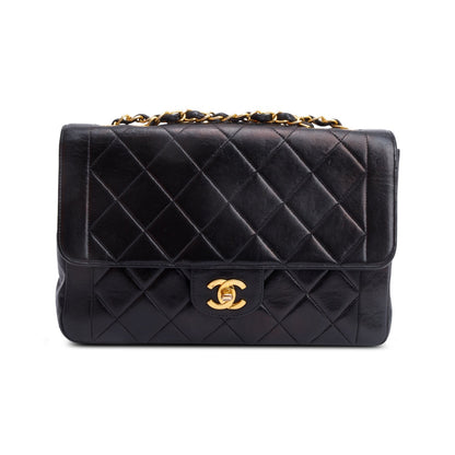Chanel Vintage Black Quilted Lambskin Leather Medium CC Chain Flap Bag