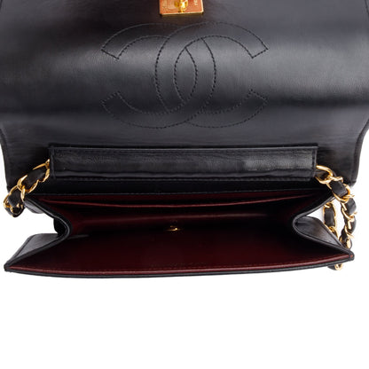 Chanel Vintage Black Quilted Lambskin Leather Mini CC Full Flap Bag
