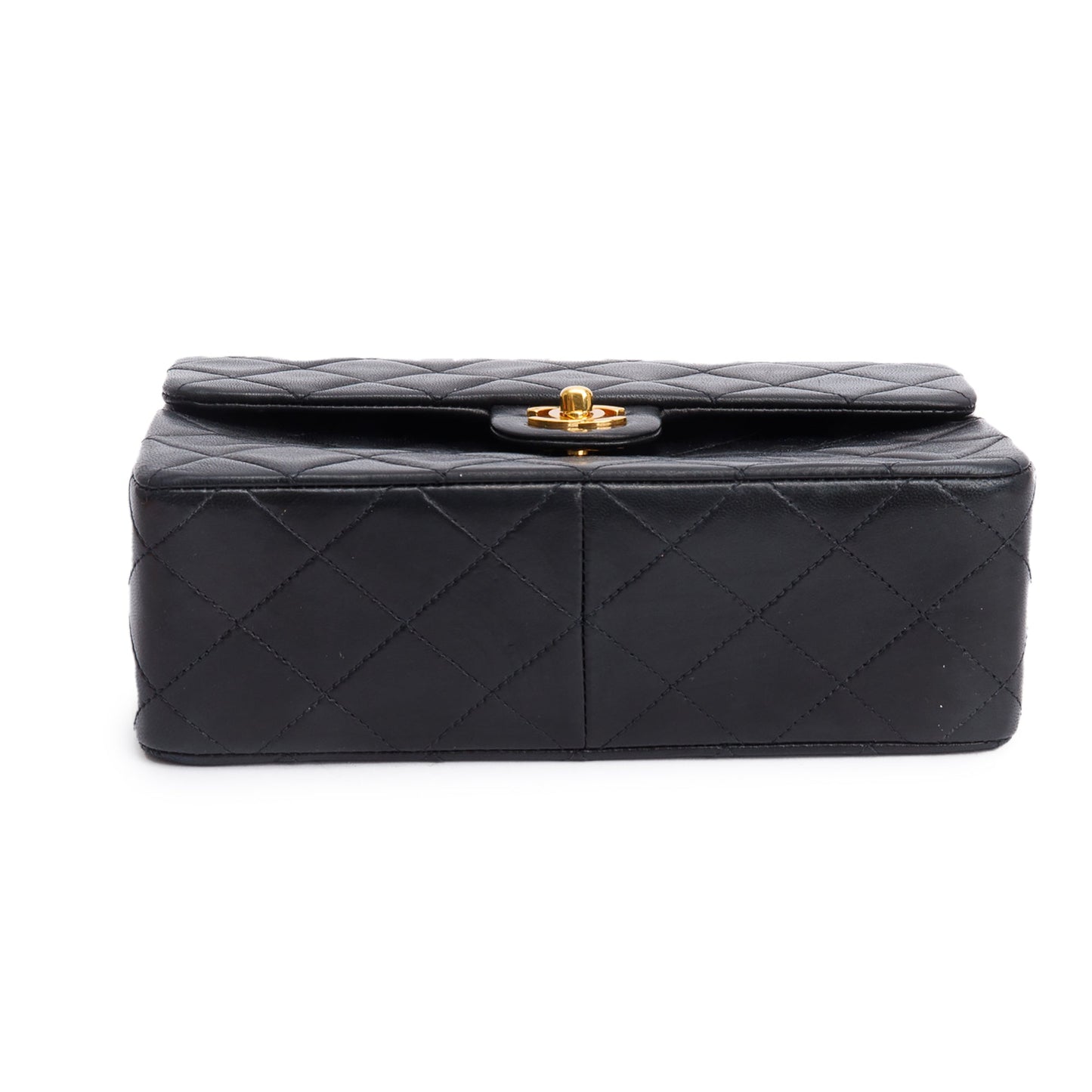 Chanel Vintage Black Quilted Lambskin Leather Small Square Single Flap Bag