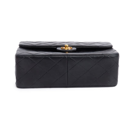Chanel Vintage Black Quilted Lambskin Leather Small Square Single Flap Bag