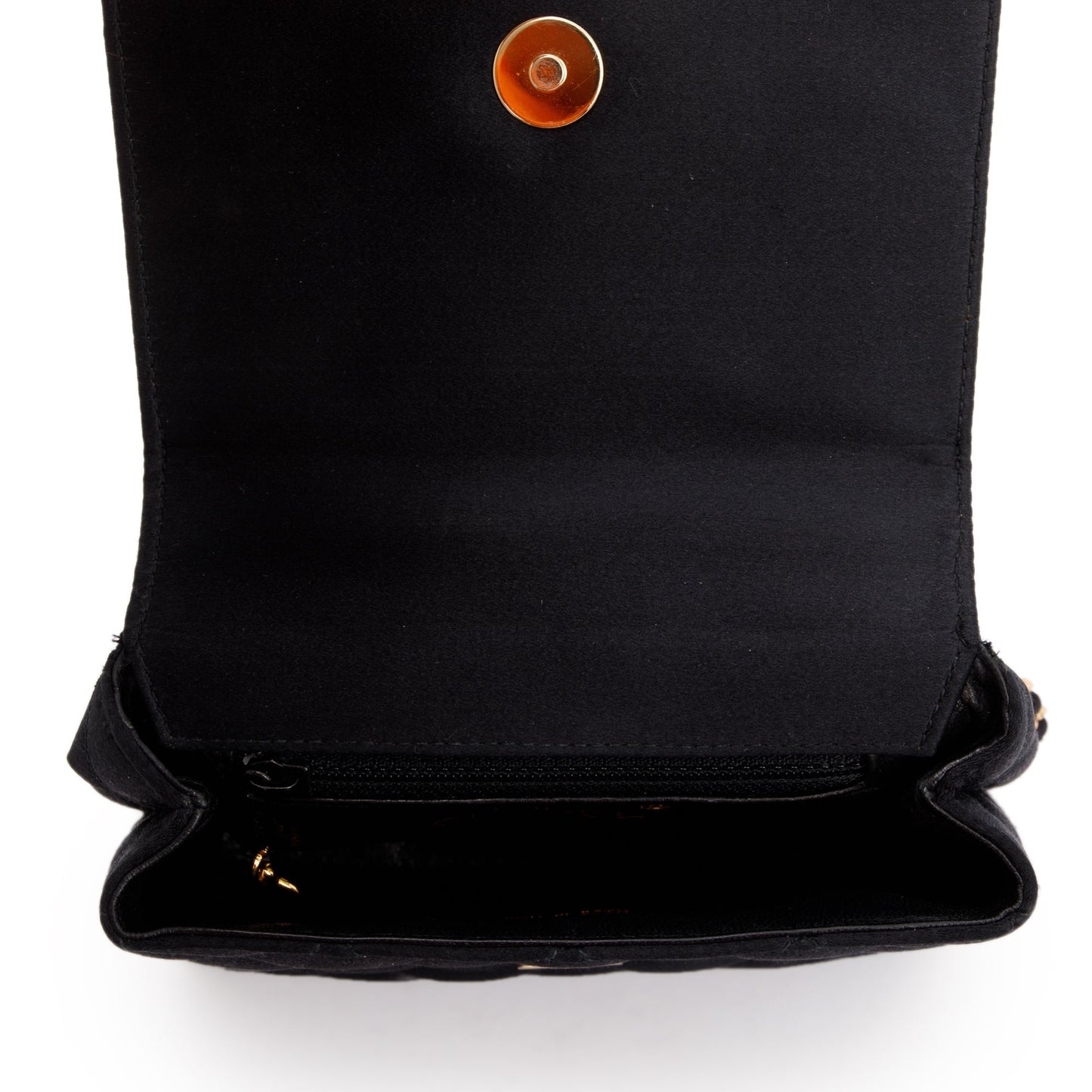 Chanel Vintage Black Quilted Satin Mini Camellia Flap Bag