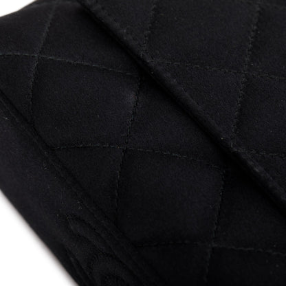Chanel Vintage Black Quilted Satin Mini Camellia Flap Bag
