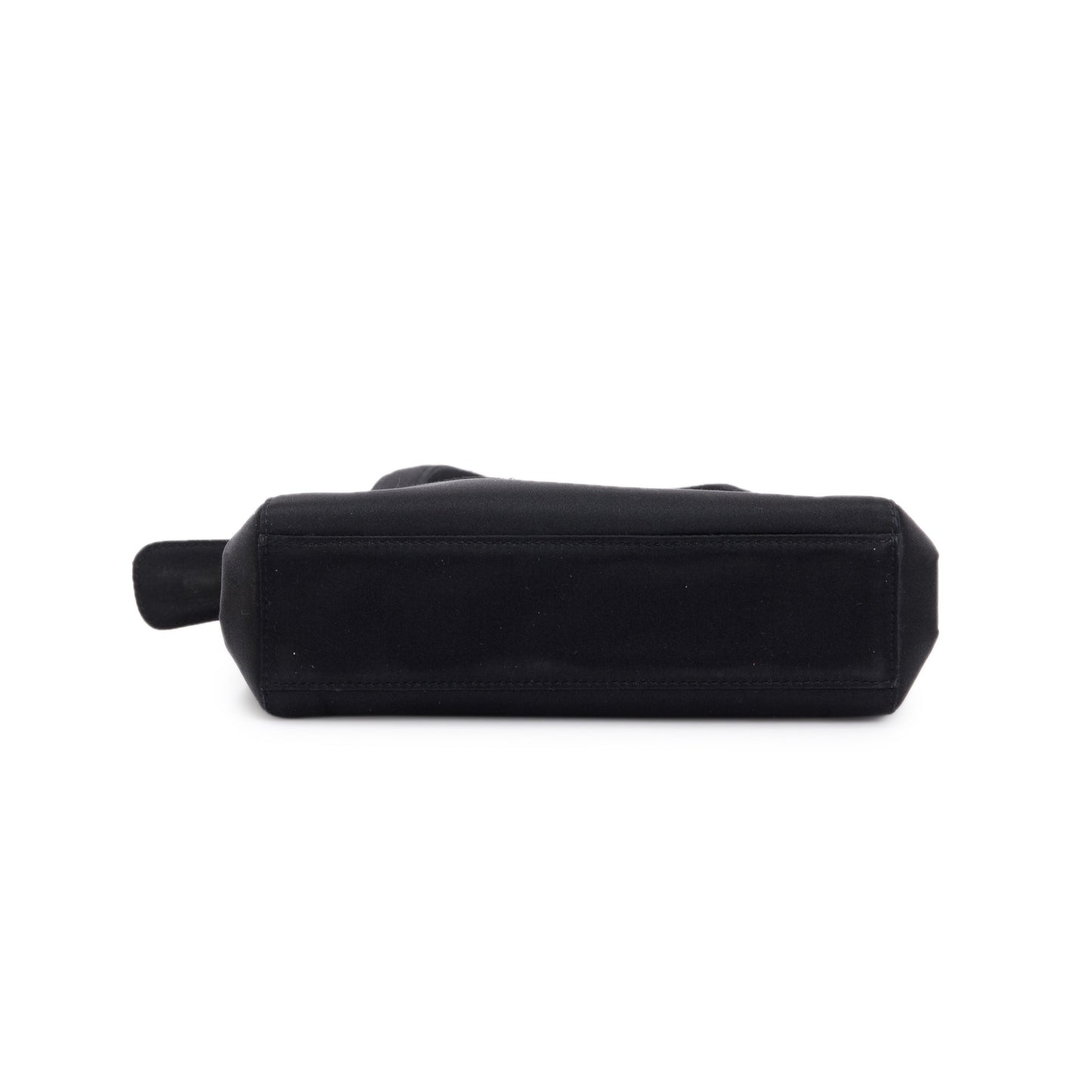 Chanel Vintage Black Satin Camelia Top Handle Bag