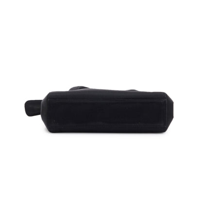 Chanel Vintage Black Satin Camelia Top Handle Bag