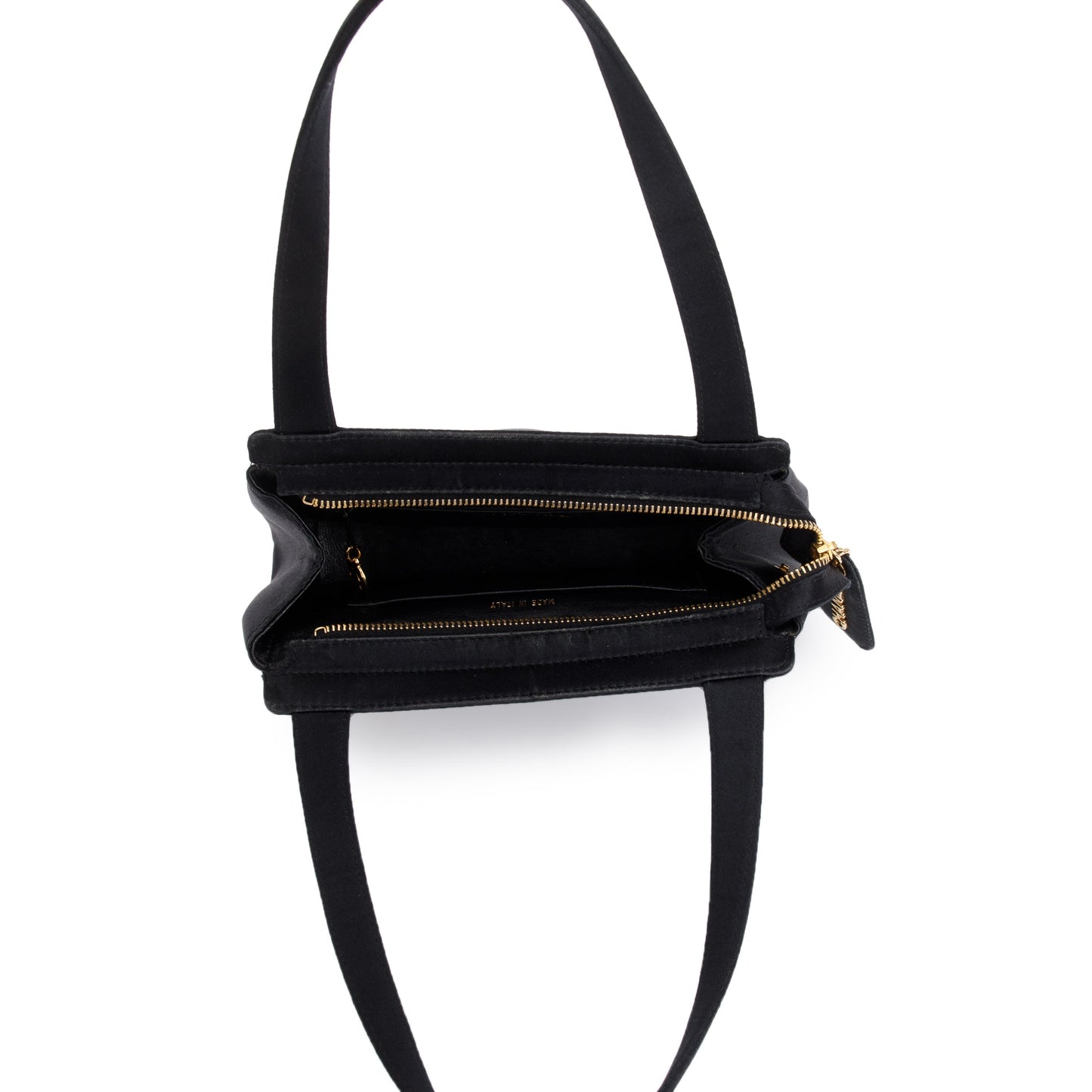 Chanel Vintage Black Satin Camelia Top Handle Bag