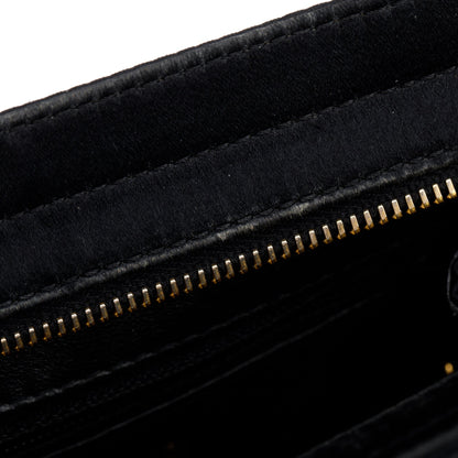 Chanel Vintage Black Satin Camelia Top Handle Bag