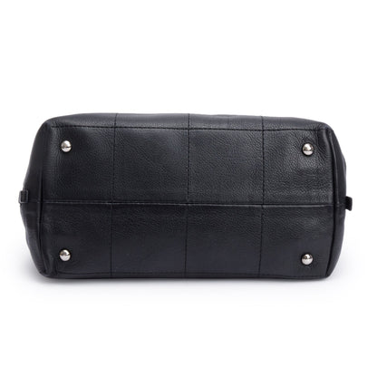 Chanel Vintage Black Square Quilted Leather CC Logo Boston Bag