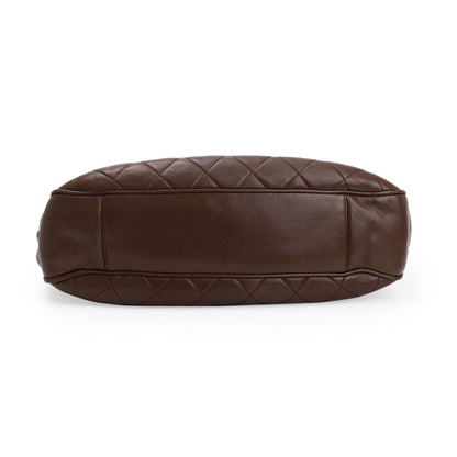 Chanel Vintage Brown Quilted Lambskin Leather Tote