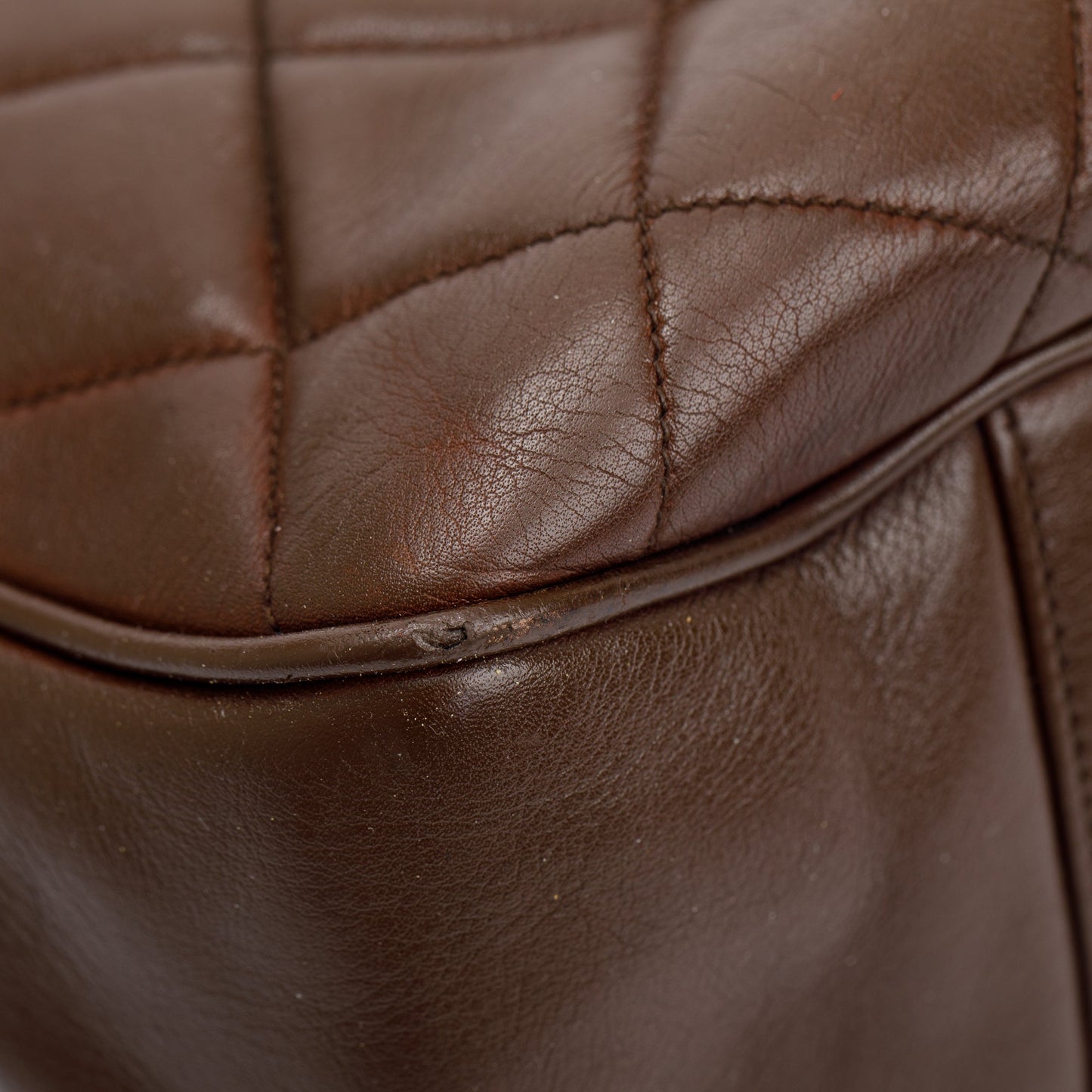 Chanel Vintage Brown Quilted Lambskin Leather Tote