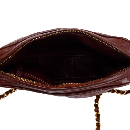 Chanel Vintage Burgundy Quilted Calfskin Leather Tassel Camera Bag