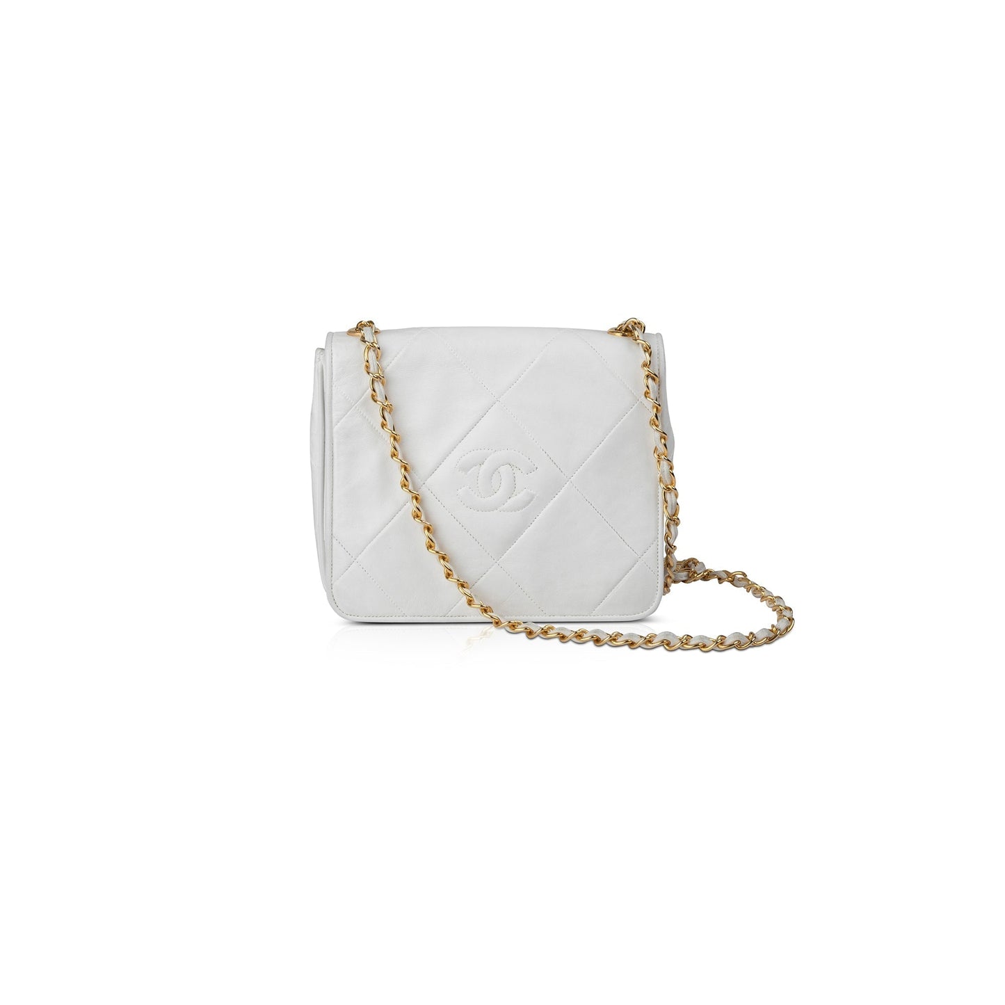 Chanel Vintage CC Lambskin Leather Crossbody Flap Bag