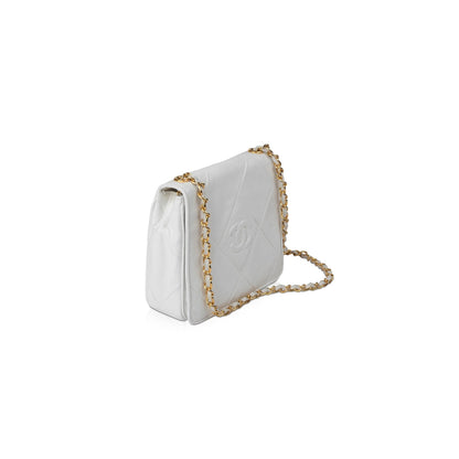 Chanel Vintage CC Lambskin Leather Crossbody Flap Bag