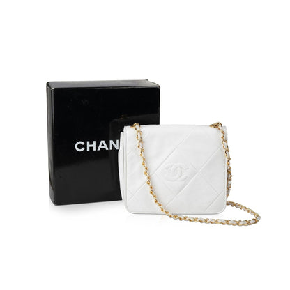 Chanel Vintage CC Lambskin Leather Crossbody Flap Bag