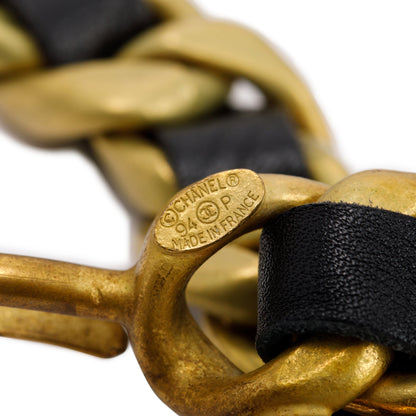 Chanel Vintage CC Ship Wheel Chain-Link & Leather Belt