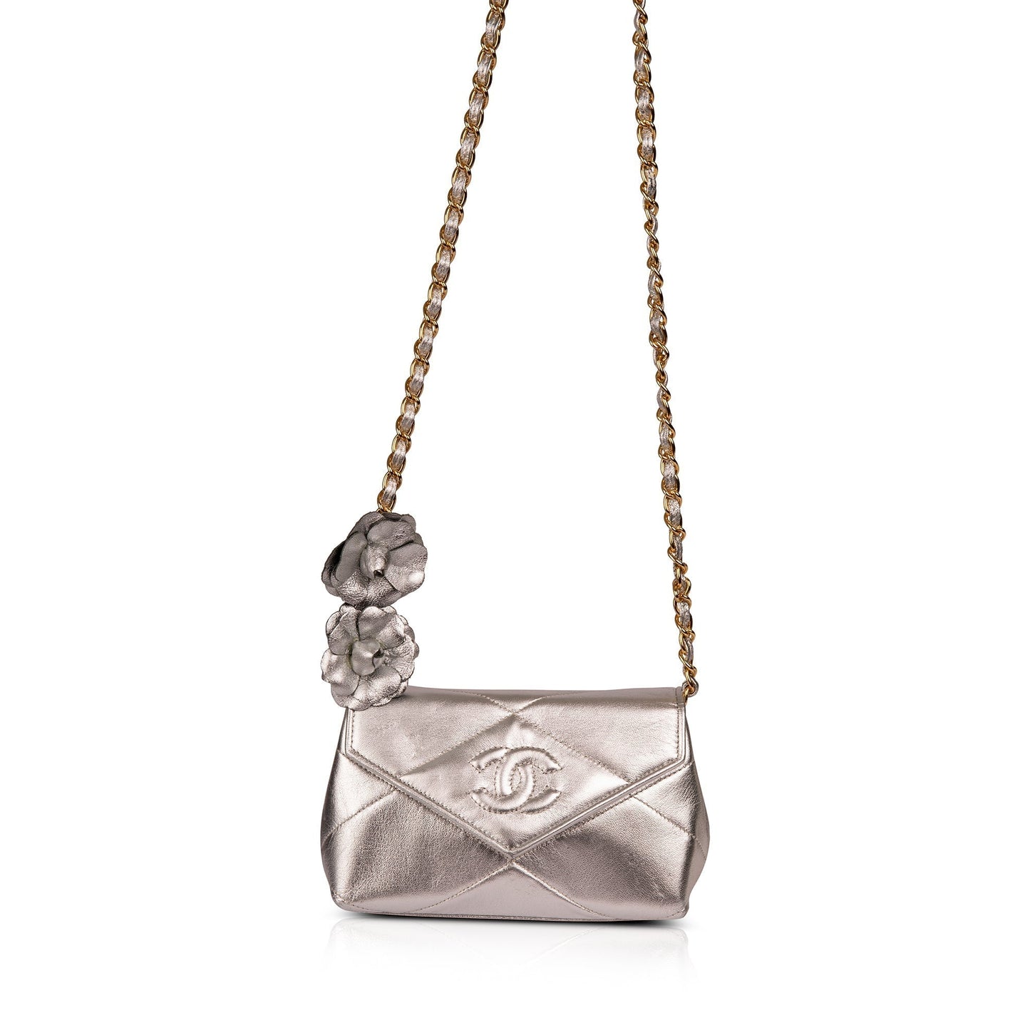 Chanel Vintage Camelia Diamond CC Flap Bag