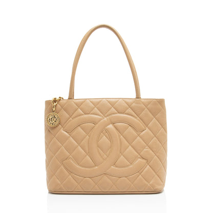 Chanel Vintage Caviar Leather Medallion Tote