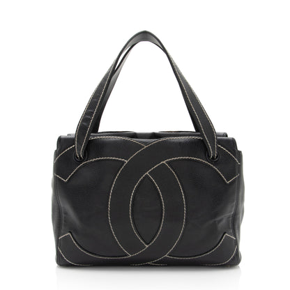 Chanel Vintage Caviar Leather Stitched CC Small Tote (SHF-nw4J2s)