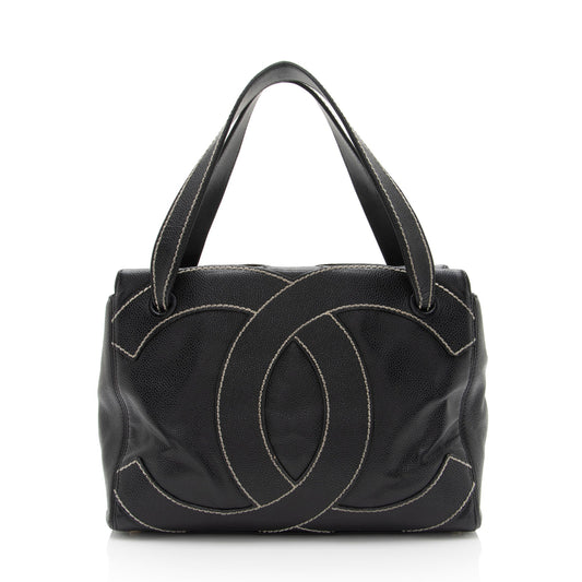 Chanel Vintage Caviar Leather Stitched CC Small Tote (SHF-nw4J2s)