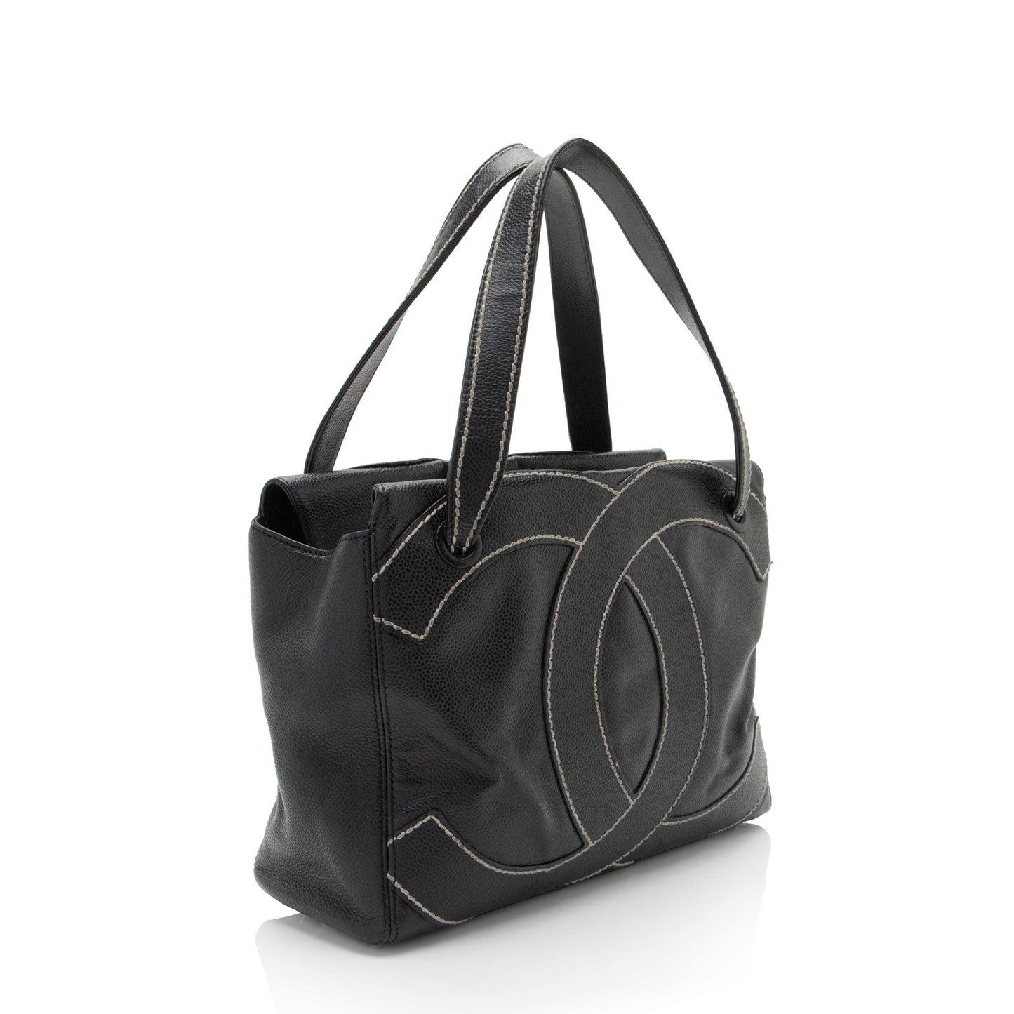 Chanel Vintage Caviar Leather Stitched CC Small Tote (SHF-nw4J2s)