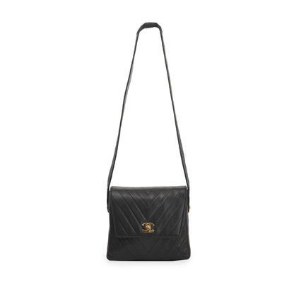 Chanel Vintage Chevron Quilted Lambskin Leather Shoulder Bag