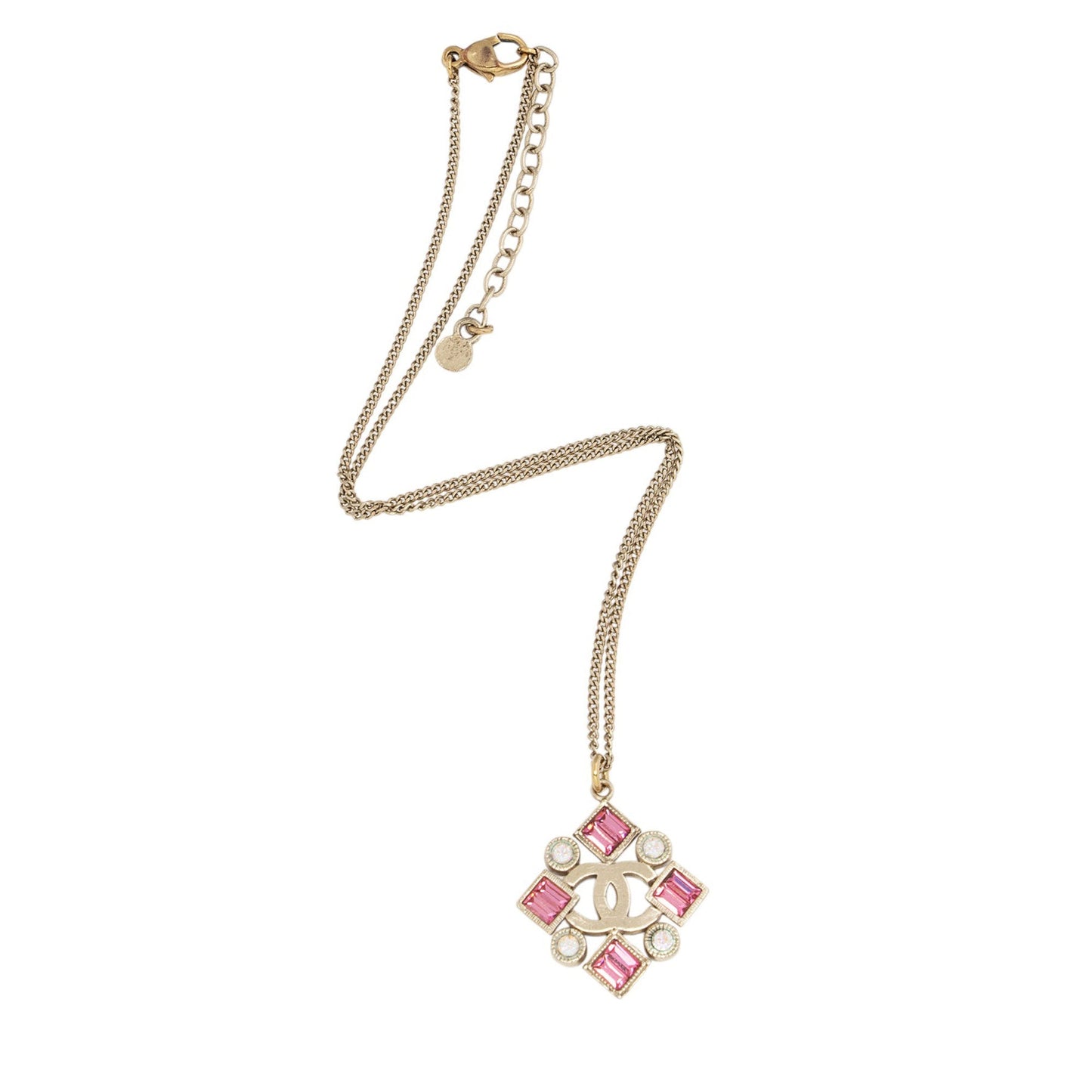 Chanel Vintage Crystal CC Geometric Necklace