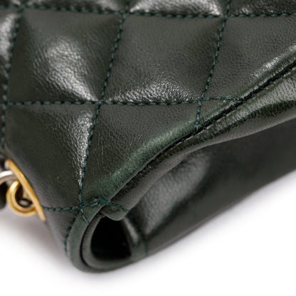 Chanel Vintage Green Quilted Lambskin Classic Mini Rectangular Flap Bag
