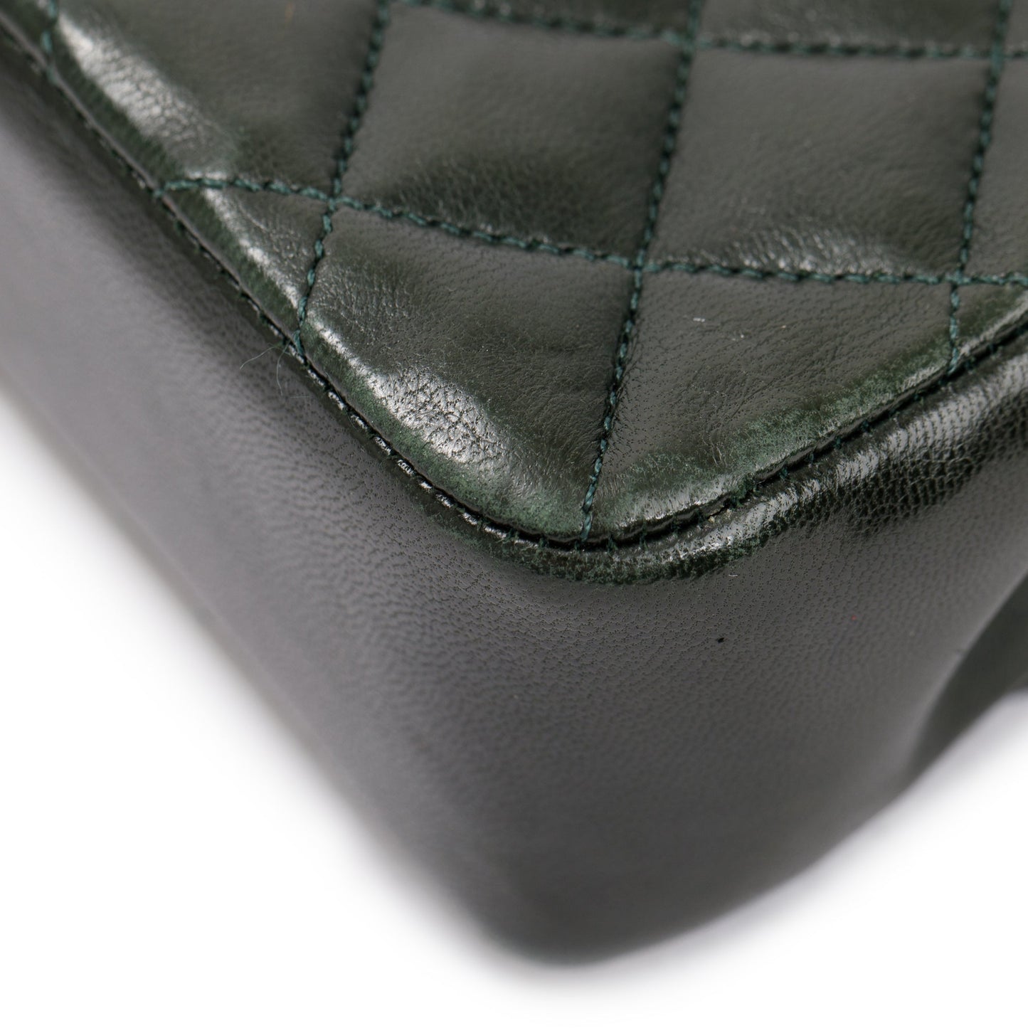 Chanel Vintage Green Quilted Lambskin Classic Mini Rectangular Flap Bag