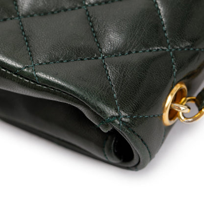 Chanel Vintage Green Quilted Lambskin Classic Mini Rectangular Flap Bag