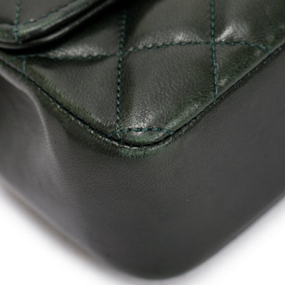 Chanel Vintage Green Quilted Lambskin Classic Mini Rectangular Flap Bag