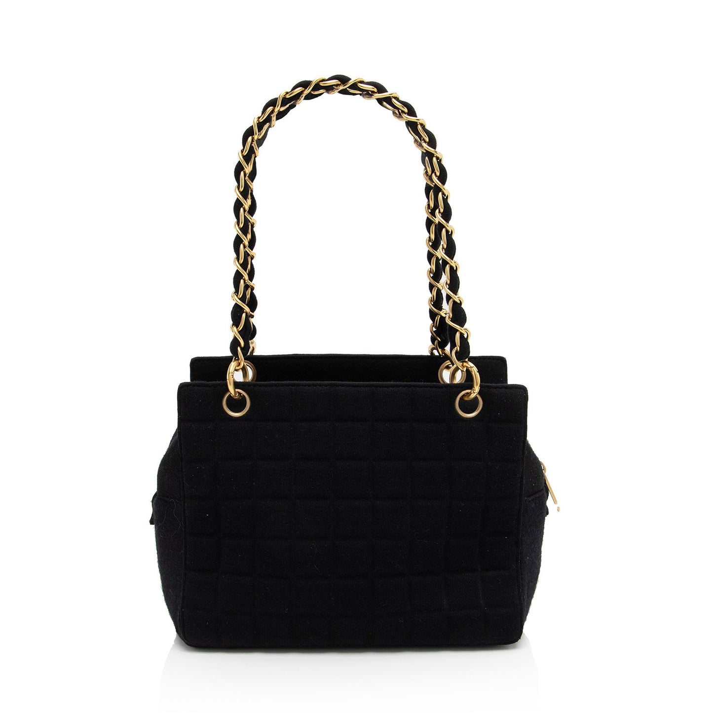 Chanel Vintage Jersey Chocolate Bar CC Shopping Tote (SHF-dQ6X2S)