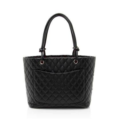 Chanel Vintage Lambskin Ligne Cambon Large Shopping Tote