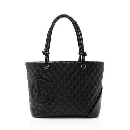 Chanel Vintage Lambskin Ligne Cambon Large Shopping Tote