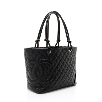 Chanel Vintage Lambskin Ligne Cambon Large Shopping Tote