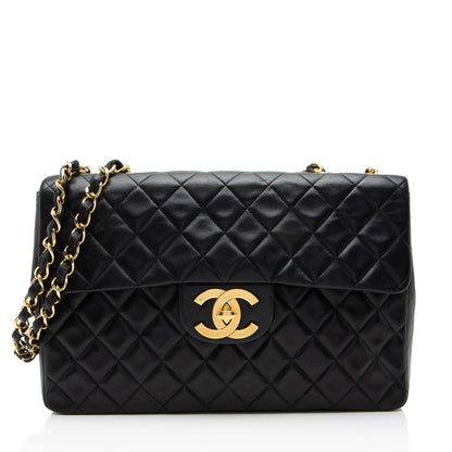 Chanel Vintage Lambskin XL Maxi Single Flap Shoulder Bag