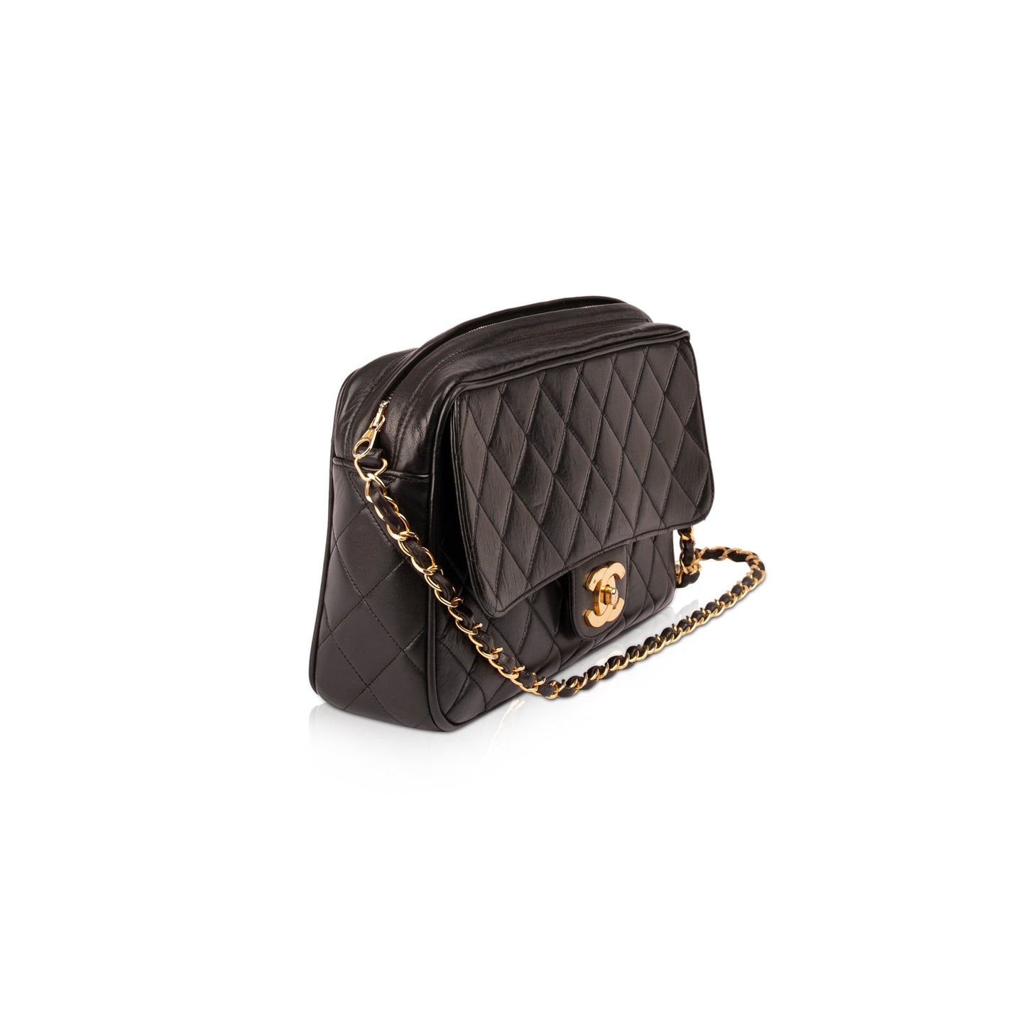 Chanel Vintage Large CC Flap Lambskin Leather Camera Bag