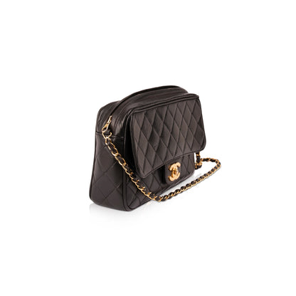 Chanel Vintage Large CC Flap Lambskin Leather Camera Bag