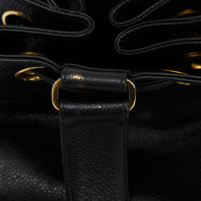 Chanel Vintage Large Caviar Leather Timeless Drawstring Sling Backpack