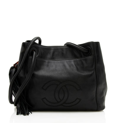 Chanel Vintage Leather CC Tassel Shoulder Bag (SHF-12835)
