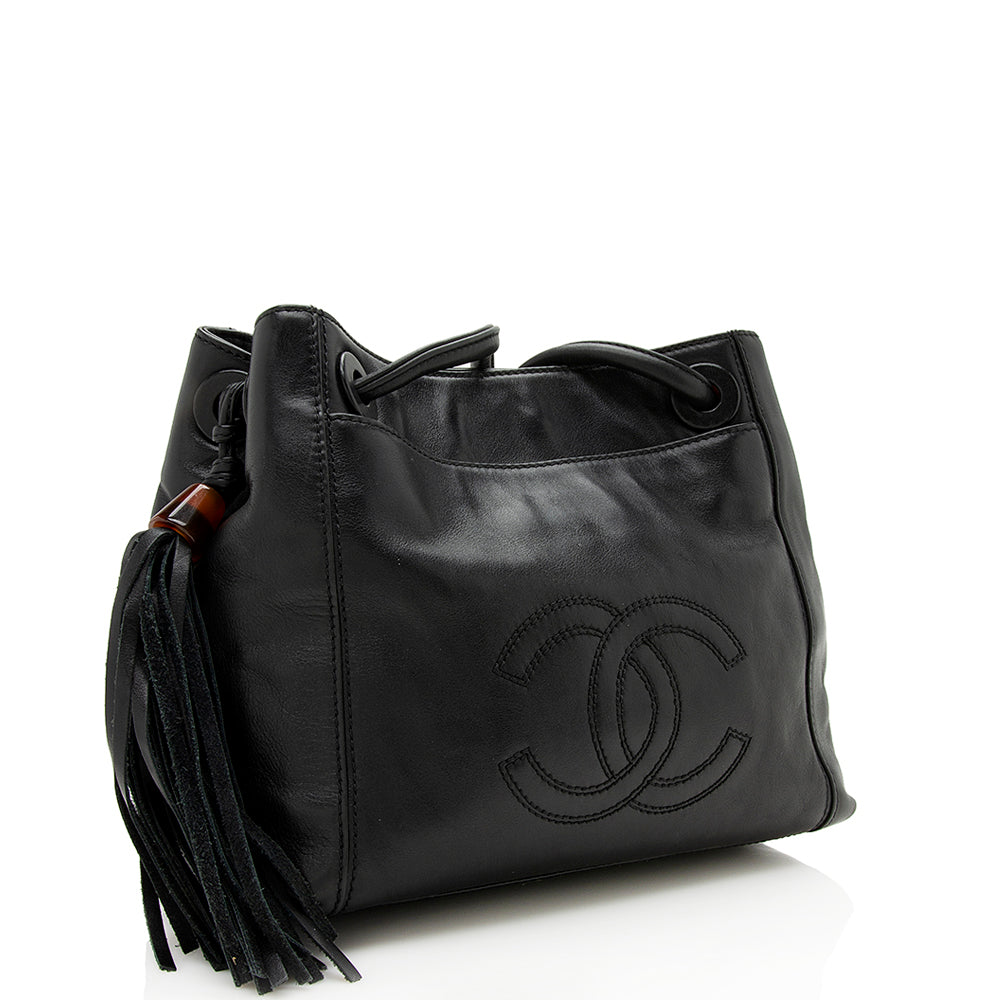 Chanel Vintage Leather CC Tassel Shoulder Bag (SHF-12835)