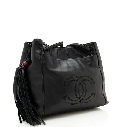 Chanel Vintage Leather CC Tassel Shoulder Bag (SHF-12835)