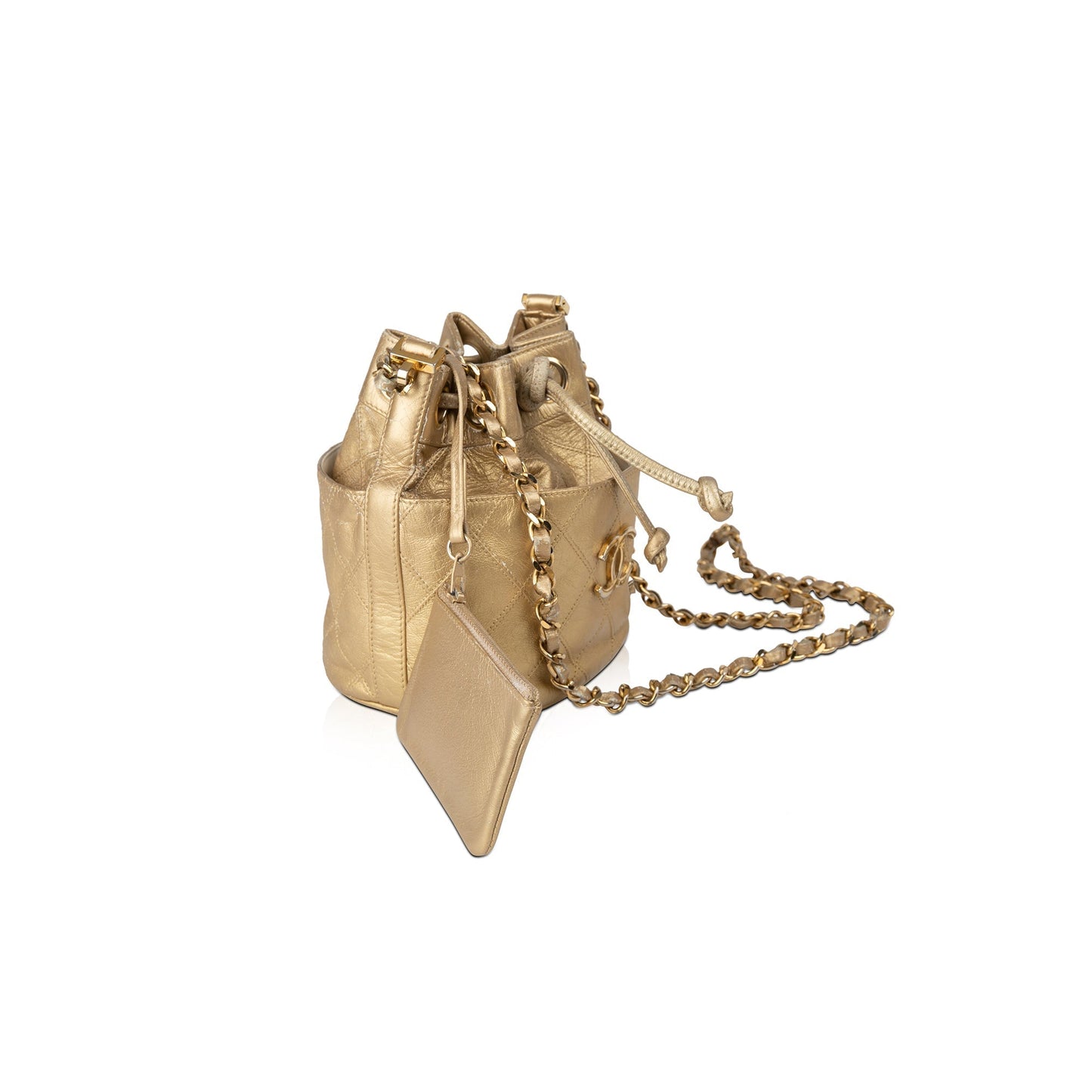 Chanel Vintage Metallic Gold Mini Bucket Bag