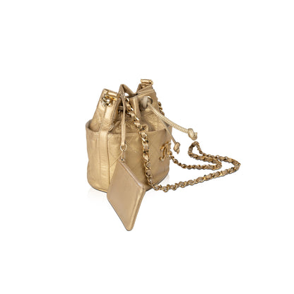 Chanel Vintage Metallic Gold Mini Bucket Bag