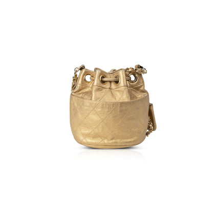 Chanel Vintage Metallic Gold Mini Bucket Bag