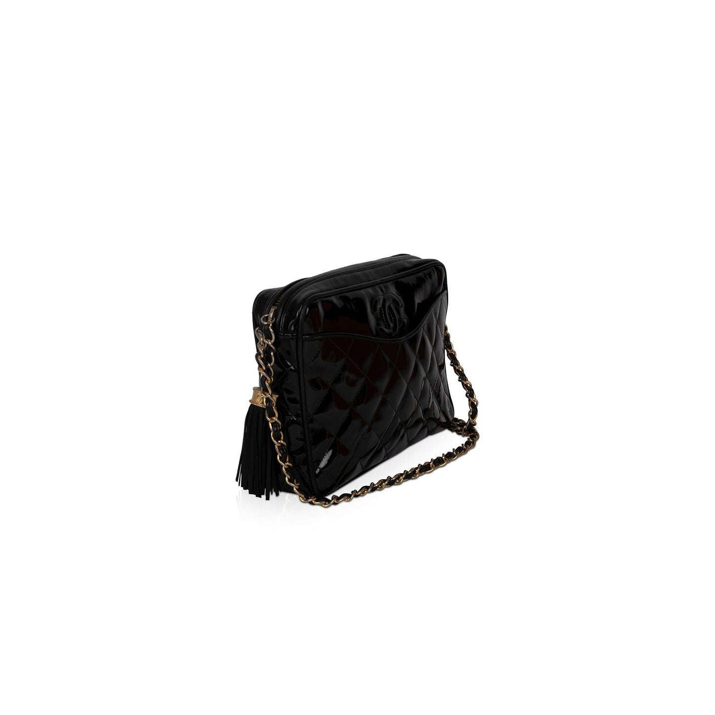Chanel Vintage Patent Leather Tassel Camera Bag