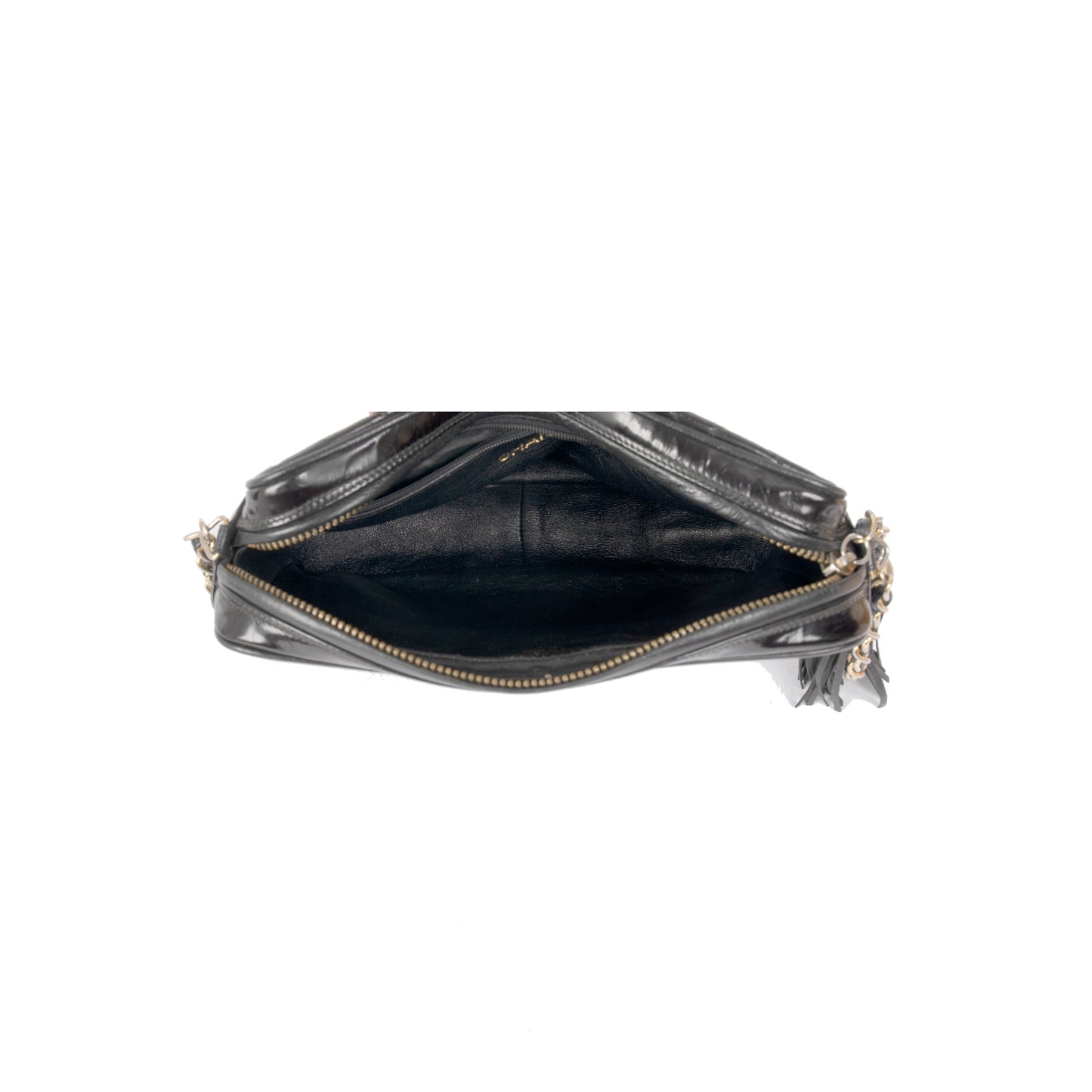 Chanel Vintage Patent Leather Tassel Camera Bag