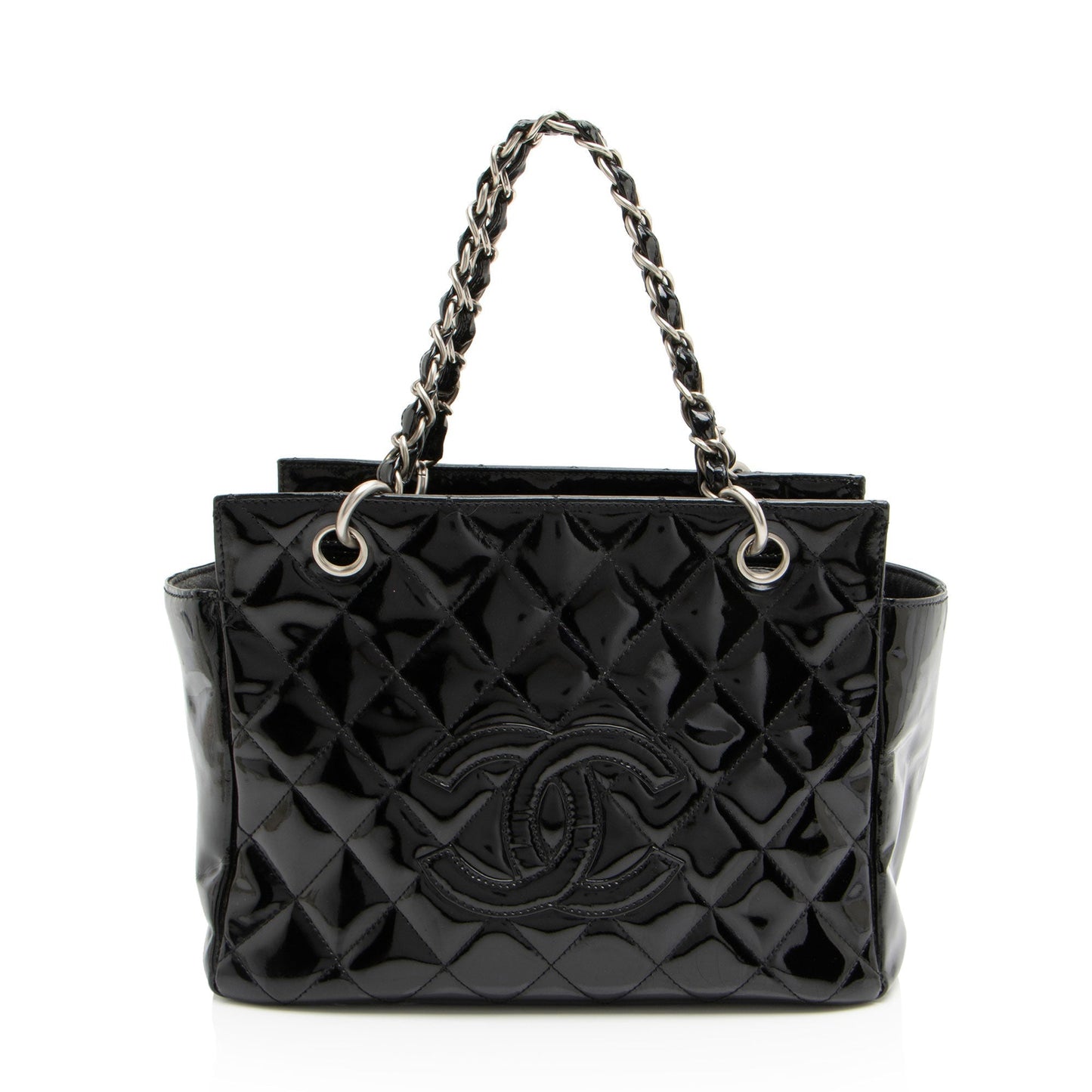 Chanel Vintage Patent Leather Timeless CC Petite Tote